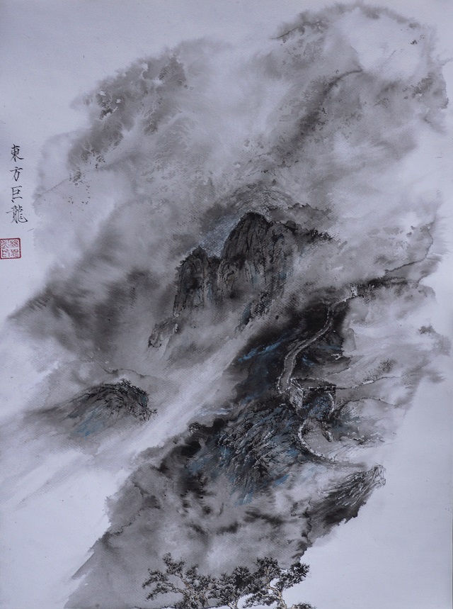 水法硬笔画《东方巨龙》（640）